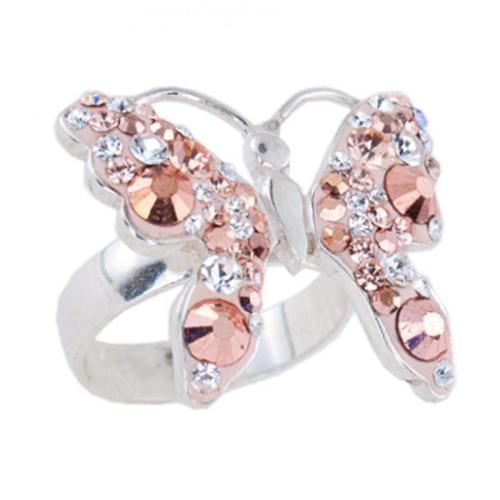 Anello d'argento con cristalli da Sw® SP680 Peach Gold