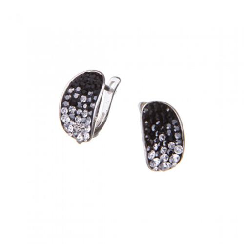 Orecchini d'argento con cristalli da Sw® SO320 Jet, Hematite and Crystal