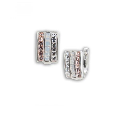 Orecchini d'argento con cristalli da Sw® SO350 Crystal and Light Peach quadrati