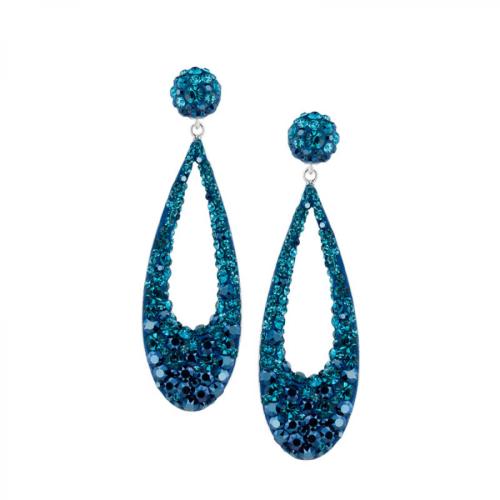 Orecchini d'argento con cristalli da Sw® SO371 Metallic Blue and Indicolite