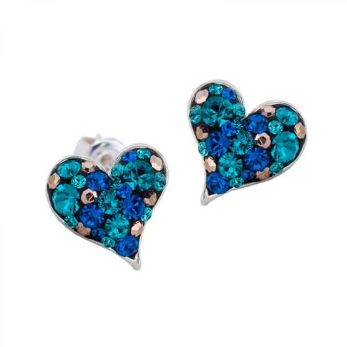 Orecchini d'argento con cristalli da Sw® SO362 Indian Blue