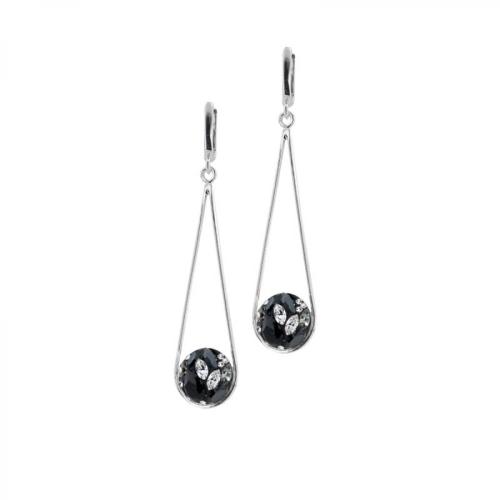 Orecchini d'argento con cristalli da Sw® SO303 Black Marquise