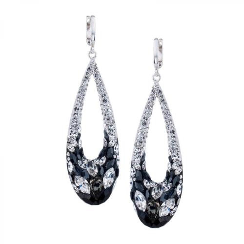 Orecchini d'argento con cristalli da Sw® SO371 Black Marquise