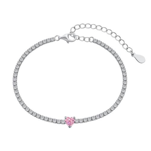 Bracciale tennis bianco "Pink Heart"