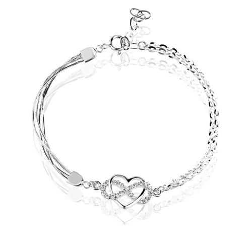 Bracciale in argento con cuore e infinito