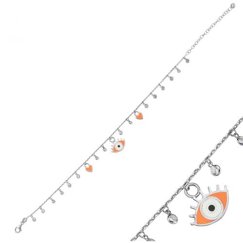 Bracciale da caviglia in argento "Orange Eye"