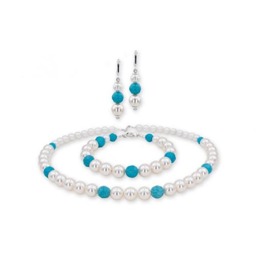 Collana, orecchini e bracciale con perle da Sw® ed elementi d'argento PP11