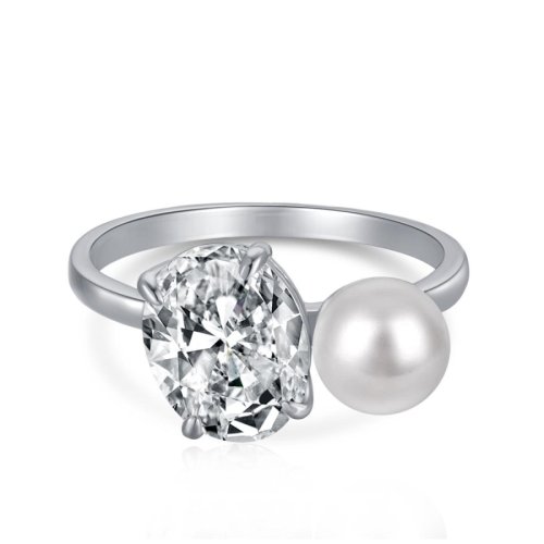 Anello in argento con perla e zircone "Anabel"