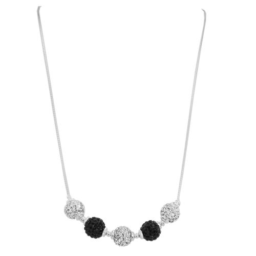 Collana in argento con cristalli Sw® SK520 Bianco e nero