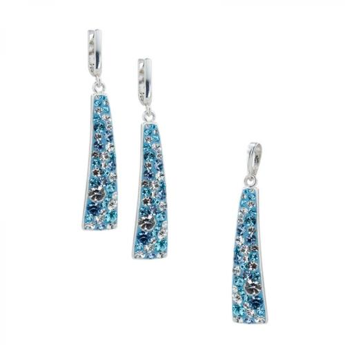 Set d'argento orecchini e medaglione con cristalli da Sw® SKM135 Deep Blue