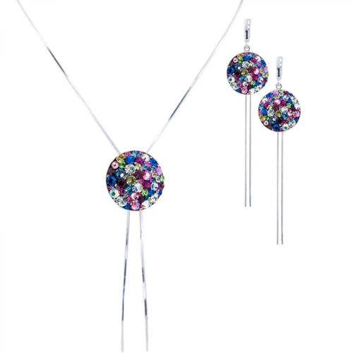 Set d'argento di collana e orecchini con cristalli di Sw® SK503 Multicolor