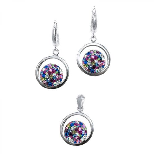 Set d'argento orecchini e medaglione con cristalli da Sw® SKM115 Multicolor