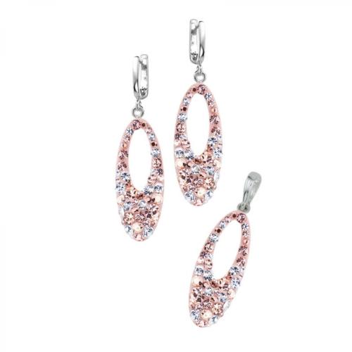 Set d'argento orecchini e medaglione con cristalli da Sw® SKM136 Peach Gold