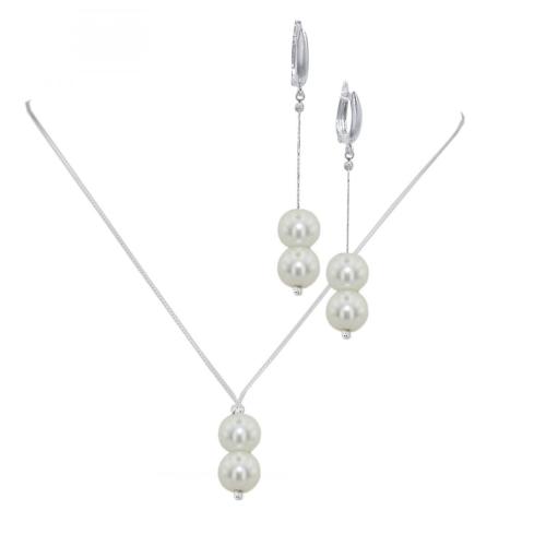 Set d'argento collana e orecchini con perle da Sw® SK519