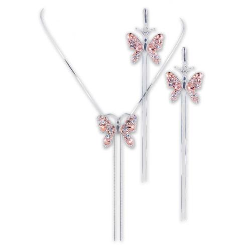 Set d'argento collana e orecchini con cristalli da Sw® SK524