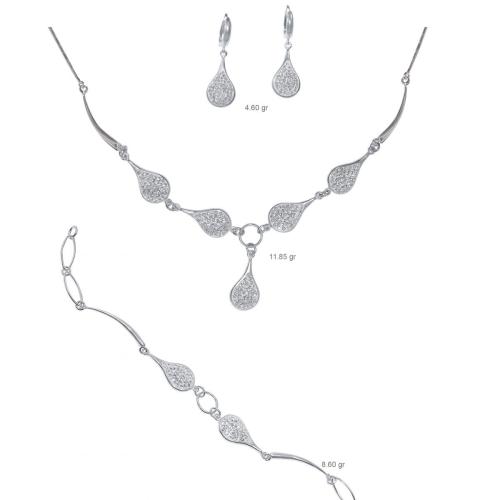 Set d'argento collana, bracciale e orecchini con cristalli da Sw® SK500