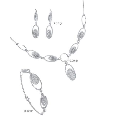 Set d'argento collana, bracciale e orecchini con cristalli da Sw® SK501