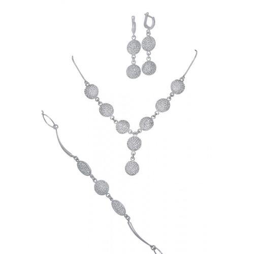 Set d'argento collana, bracciale e orecchini con cristalli da Sw® SK507