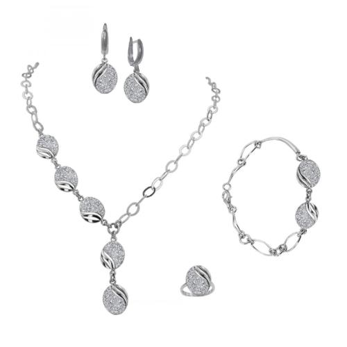 Set d'argento collana, bracciale, orecchini e anello con cristalli da Sw® SK515