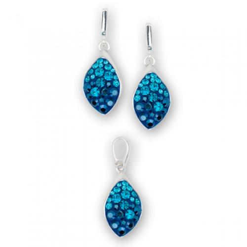 Set d'argento orecchini e medaglione con cristalli da Sw® SKM148 Metallic Blue