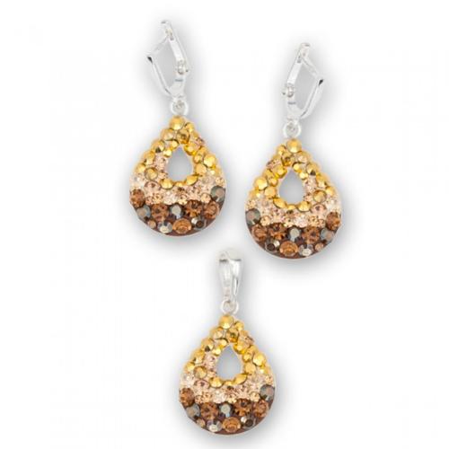 Set d'argento orecchini e medaglione con cristalli da Sw® SKM157 Gold Topaz