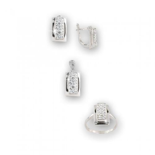 Set d'argento orecchini, medaglione e anello con cristalli da Sw® SKM141