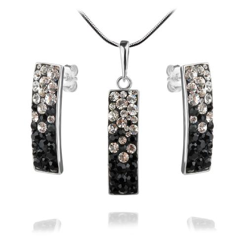 Set d'argento orecchini e medaglione con cristalli da Sw® SKM155 Black and White