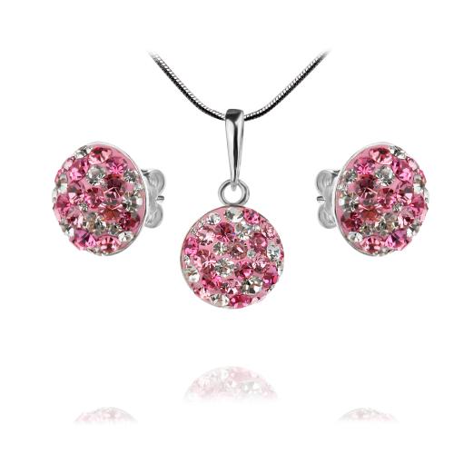 Set di orecchini e pendente in argento con cristalli Sw® SKM121 Rose Shade