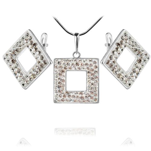 Set d'argento orecchini e medaglione  con cristalli da Sw® SKM124