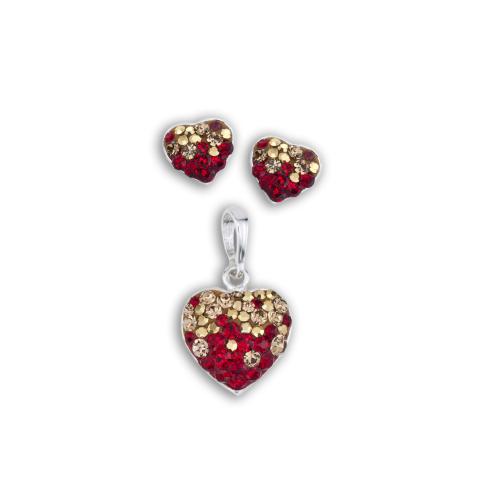 Set di orecchini e pendente in argento con cristalli Sw® SKM152 Golden Red