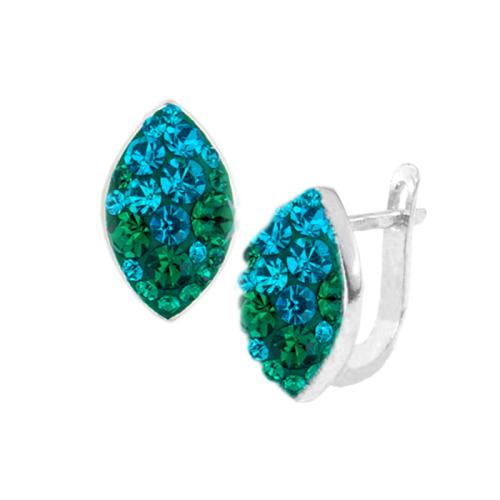 Orecchini in argento con cristalli Sw® SO319 Blue Zircon and Emerald