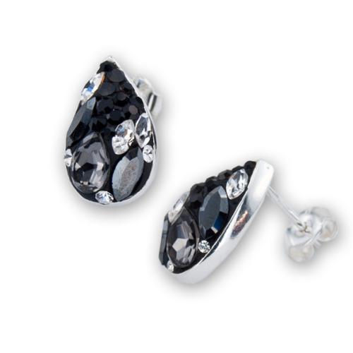 Orecchini in argento con cristalli Sw® SO334 Black Marquise