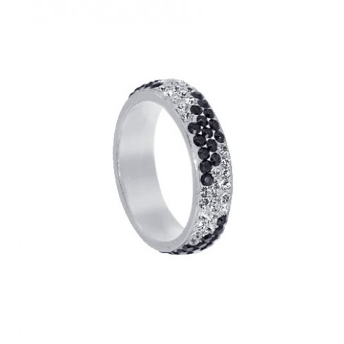 Anello in argento con cristalli Sw® SP613 Crystal and Jet