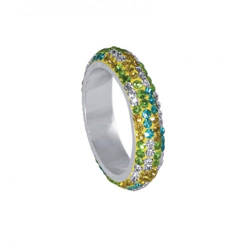 Anello in argento con cristalli Sw® SP613 Yellow, blue, green