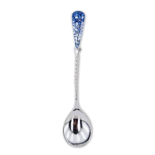 Cucchiaio d'argento con cristalli Sw® L1 Saphhire, Light Saphhire, Crystal